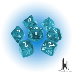 Translucent Mini-Polyhedral 7-Die Set Teal/White